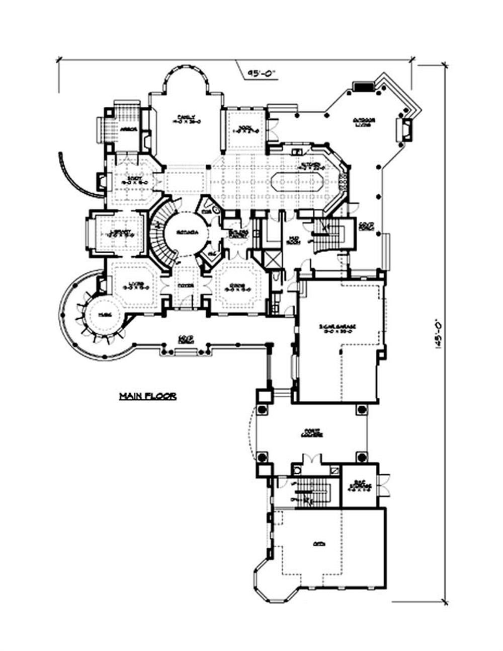 Floor Plan First Story of European Plan #115-1226